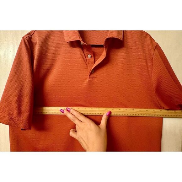 Hart Schaffner Marx Luxury Performance Short Sleeve Spice Orange Polo Shirt L - Picture 7 of 8